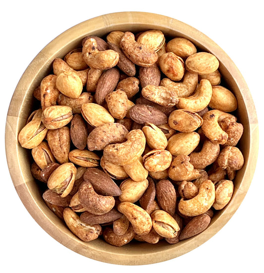 Mélange de noix grillées salées fumées – Pistache, amande et cajou 500 g